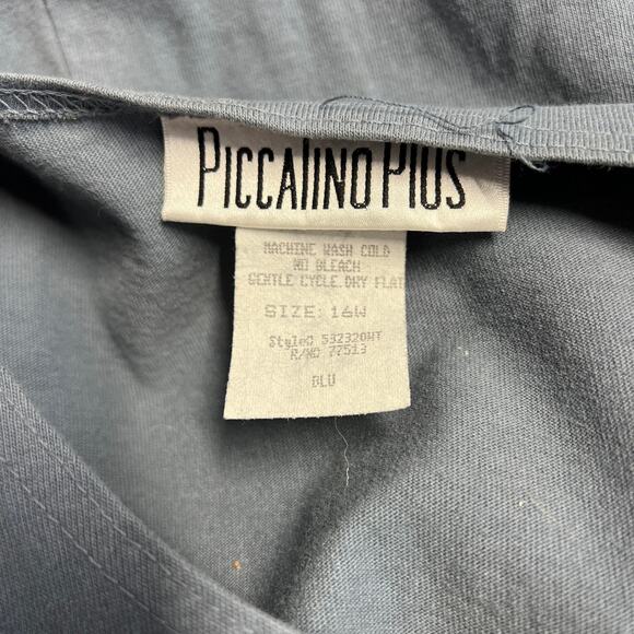 Vintage Piccalino Plus Womens Short Sleeve Dress Size 16W Blue Graphic Pocket - Picture 6 of 7